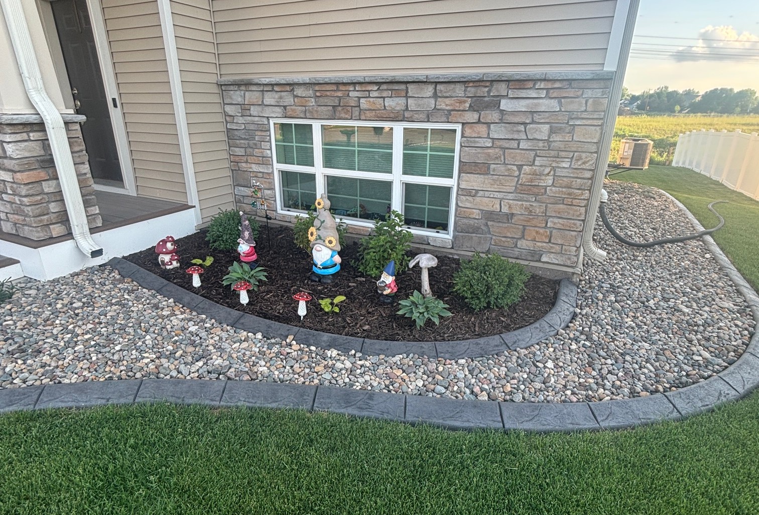 Completed curb edging and landscape project